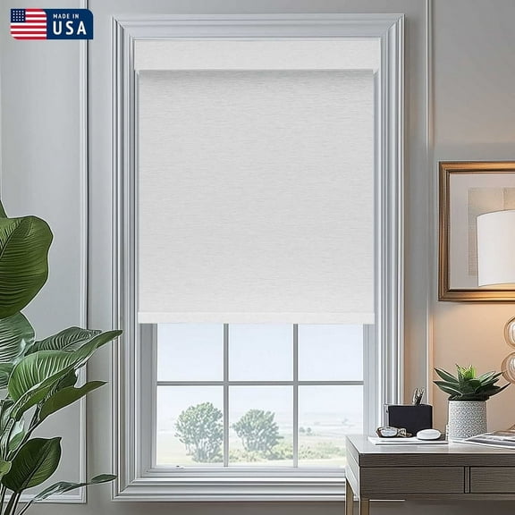 Keego 100% Blackout Roller Shades for Windows, Cordless Free-Stop Blinds for Windows with 4in Square Cassette, Thermal Insulated, UV Protection, Made in USA (White, 12"W x 36"H)