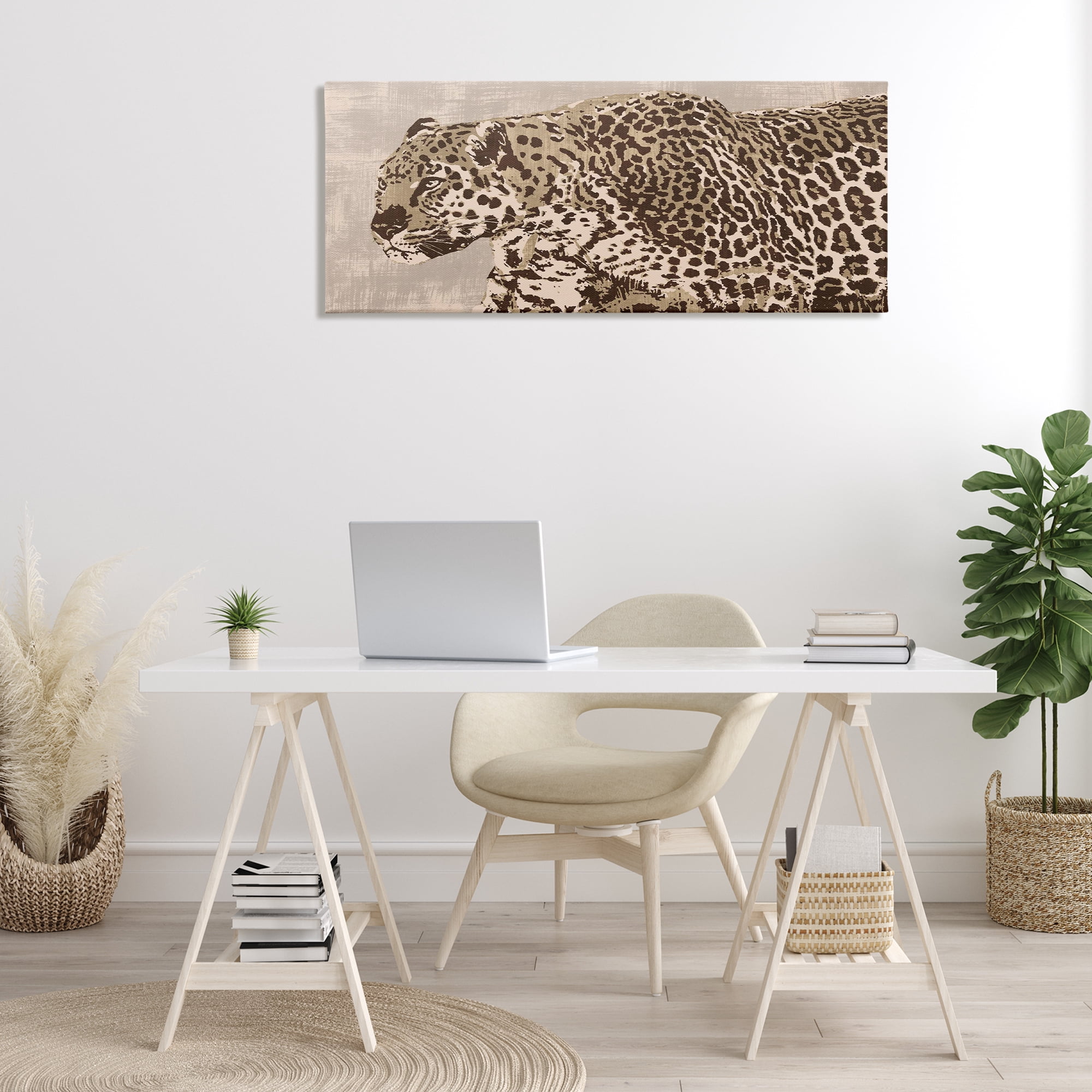 Stupell Industries Fierce Growling Cheetah Animals Painting Wrapped Canvas Art Print Wall Art, 48 x 20