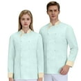 thumbnail image 2 of Unisex Long Sleeve Chef Coat, Waterproof Oil-Resistant Buttoned Kitchen Uniform for Professional Chefs, Restaurant Hotel Catering Staff,Mint Green XL, 2 of 6