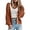 Red Brown, variant on Women's Chunky Knit Open Front Sweater Long Sleeve Button Loose Short Cardigan Outerwear Coats