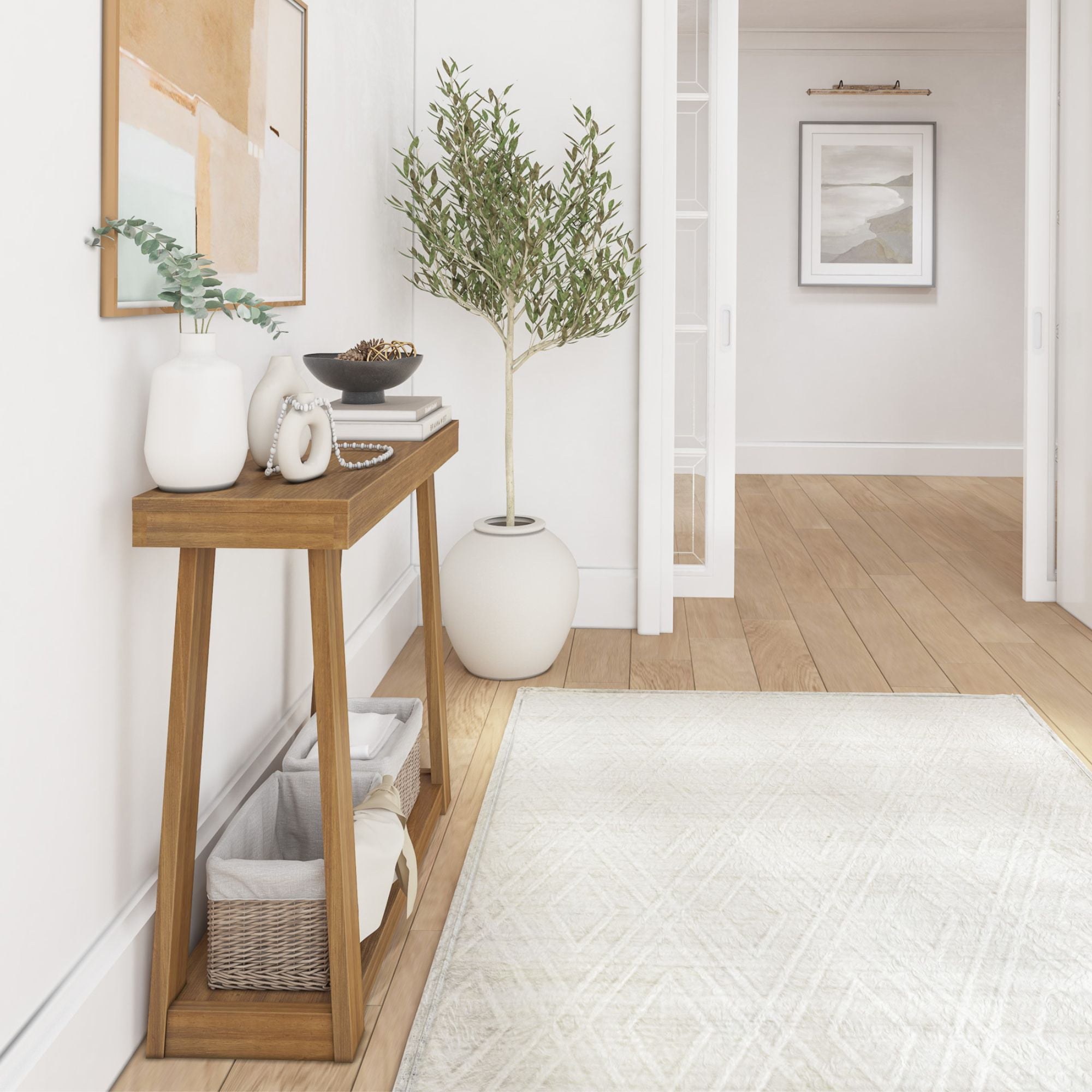 Plank+Beam Solid Wood 36 " Console Table with Storage, Narrow Entryway Table, Living Room