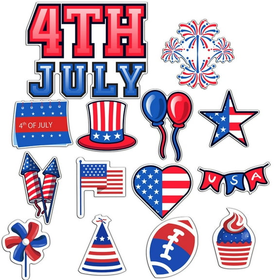 Qocolhg 14 Pcs Independence Day Refrigerator Diamond Art Magnets Easy Diamond Art Kits Fridge Stickers for Adults Kids DIY, 4th of July Memorial Day Home Decorations Clearance