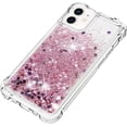 thumbnail image 6 of Compatible with iPhone 12 Case Glitter Liquid Cute Clear Phone Case Floating Quicksand Shockproof Protective Bumper Silicone Soft TPU Case for iPhone 12/12 Pro 6.1 Inch Love Rose YB, 6 of 12