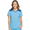 thumbnail image 1 of Dickies Dynamix Medical Scrubs Top for Women V-Neck Plus Size DK740, 3XL, Blue Ice, 1 of 7