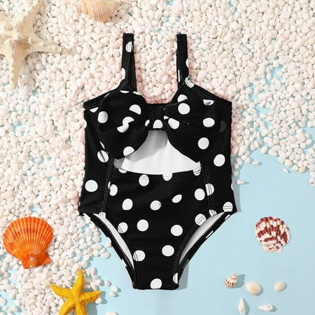 

Gubotare Toddler Summer Sleeveless Girls Polka Dot Red Black Yellow Swimwear Swimsuit Bikini Girl Swimsuit Black 12-18 Months