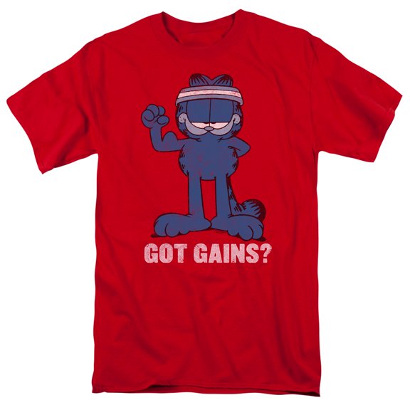 Garfield Got Gains S/S Adult 18/1 T-Shirt Red