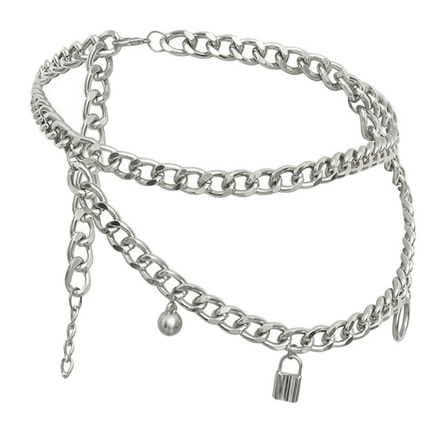 Mujeres Bikini Playa Arnés Aleación Joyería Collar cinturo Cadena K blanca