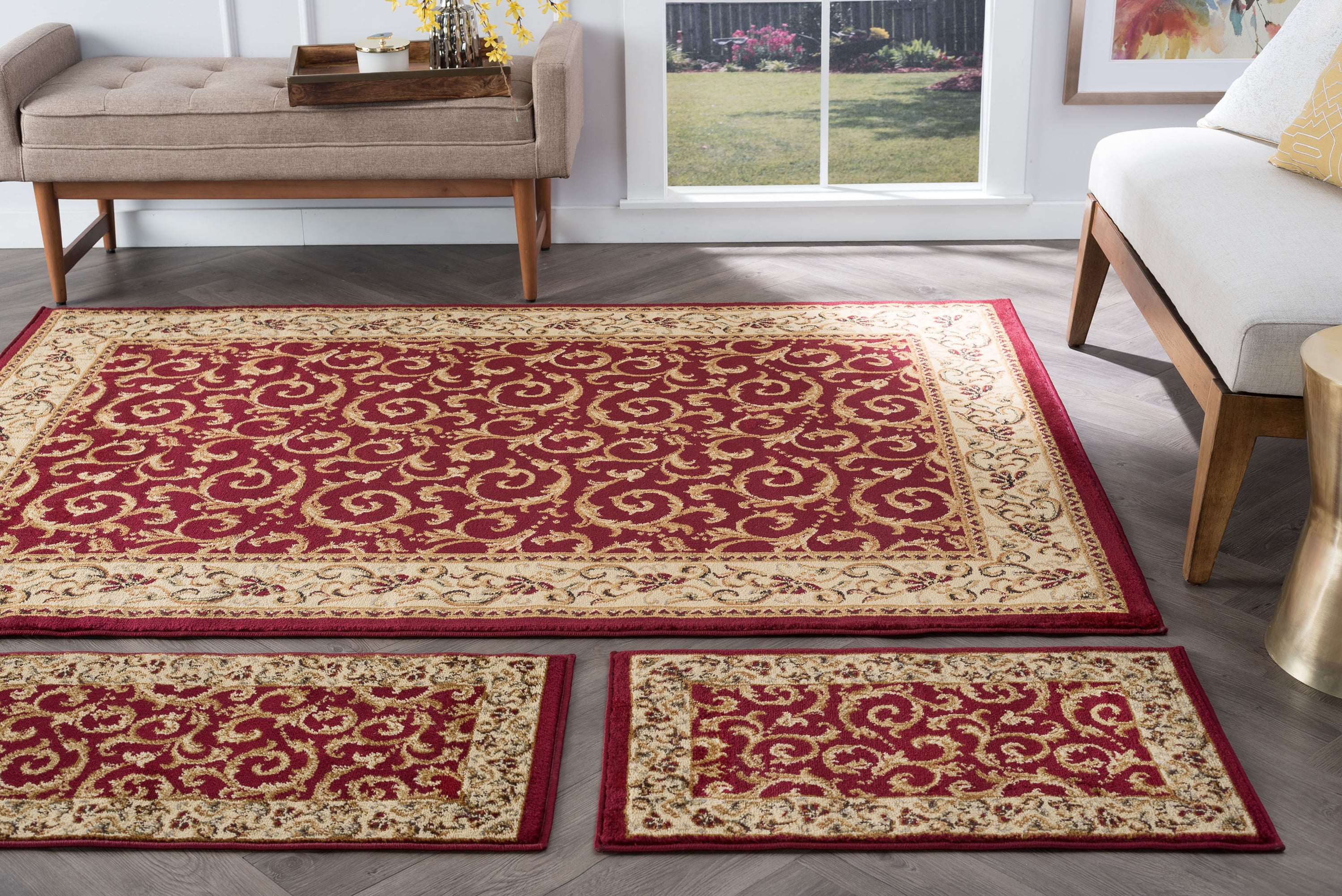 Transitional Area Rug (3Piece Rug Set (5' x 7', 20'' x 60'', 20'' x
