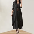 thumbnail image 1 of Vestido Vestido de cuello redondo de mezcla de algodón Estilo bohemio Vestido de playa en capas para mujer Traje diario Kuymtek Negro T M para Mujer, 1 of 6