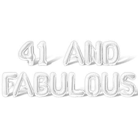 Letter & Number Balloons - 41 AND FABULOUS 16 Inch Alphabet Letters Foil Mylar Balloon Birthday Party Banner (White)