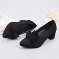 thumbnail image 6 of Xiaoxatg Women's Comfortable -On Round Head Bow Casual Heel Shoes for Fashionable Style 6.5 Black, 6 of 9