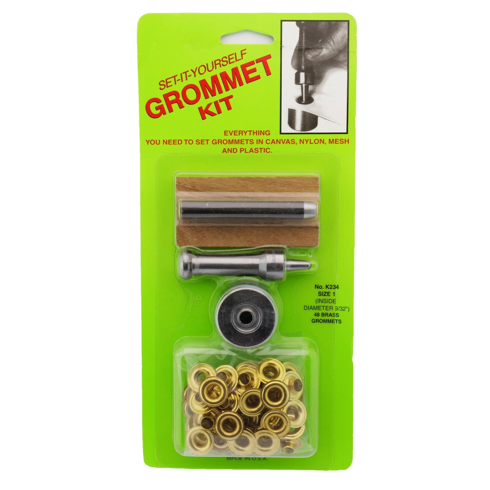 C.S. Osborne SetItYourself Grommet Kit K2341, 9/32" Hole, W/ Brass