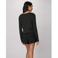 thumbnail image 2 of Hanes Women's Rib Crop Long Sleeve & Sleep Short Set Black/Black M, 2 of 5