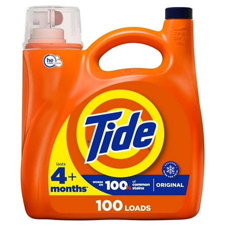 Tide Laundry Detergent Liquid, Original Scent, 132 Fl Oz, 100 Loads, He Compatible