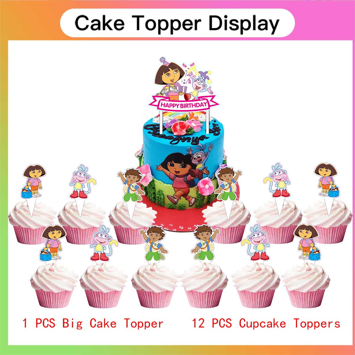 Dora The Explorer Birthday Cups Party Supplies Plates Fans Decorations Cake Topper Decor