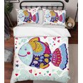 thumbnail image 3 of 3D Dibujado a mano de animales de colores de pescado Funda nórdica Juego de Ropa de Cama Funda Nórdica, 3 of 3