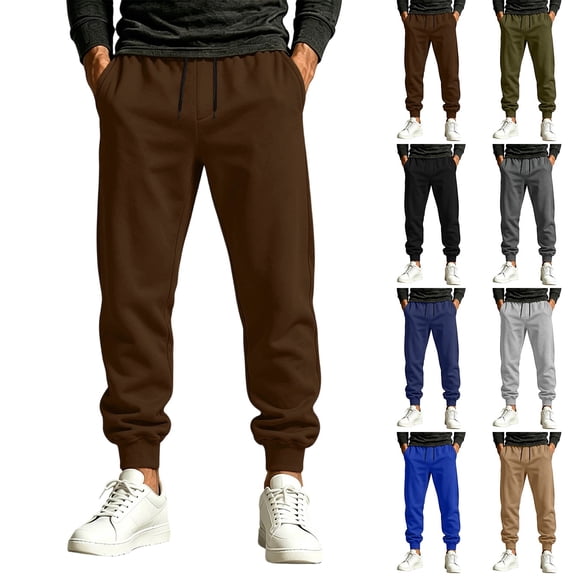 Zpzdpjkx Mens Tapered Sweatpants Drawstring Elastic Waist Cuffed Ankle Solid Tone Casual Street Workout Pants for Mens