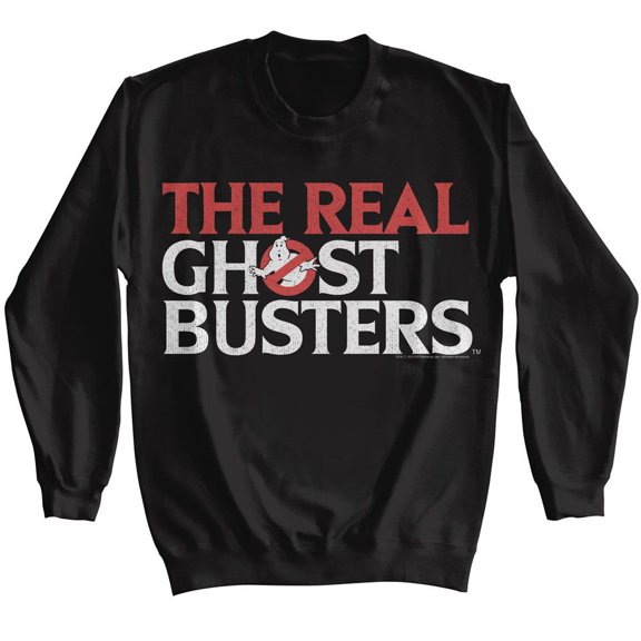 Men's Black The Real Ghostbusters Logo Pullover Sweatshirt