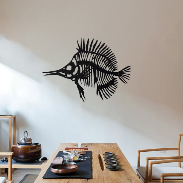 Escultura de pescado Macarena COLGANTE metal CREATIVO Negro para decoración patio