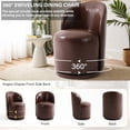 thumbnail image 3 of UIXE Faux Leather Swivel Barrel Accent Chair, Upholstered Kitchen Dining Room Chair, Makeup Vanity Side Chair for Bedroom Living Room - Red Brown, 3 of 6
