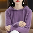 thumbnail image 5 of RMGVDSD Women's Soft Hooded Pullover Sweater Fashion Knitted Long Sleeve Sweaters For Women Solid Color Fashion Basic Sweater Tops /Purple, 5 of 5
