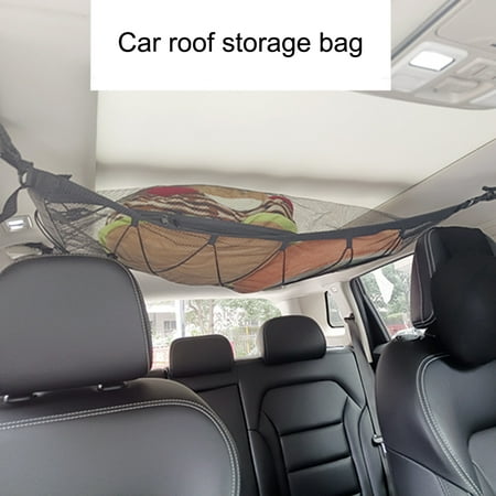 

XWQ Net Bag Adjustable High Toughness Polyester Zipper Adjustable Drawstring Ceiling Net Pocket for Car