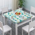 thumbnail image 3 of Square Tablecloth with Elastic Edges 34 * 34 Inch Pioneer Waterproof Watercolor Painting Flowers Table Cover Washable Indoor and Outdoor for Party Kitchen Dinner Banquet Patio Picnic, 3 of 6