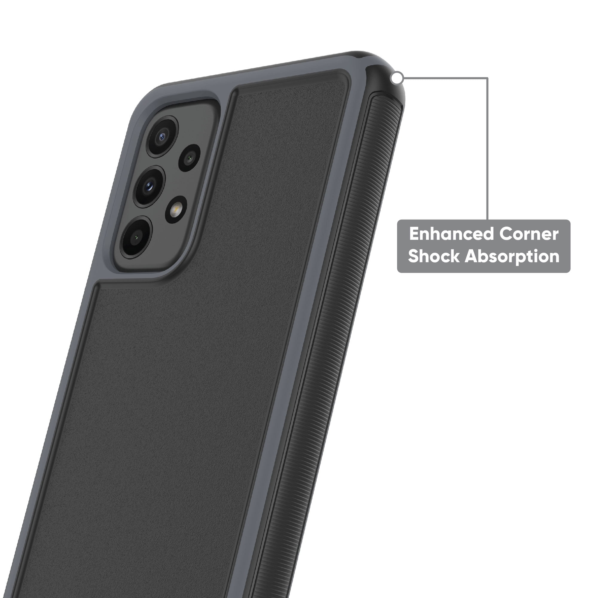 onn. Slim Rugged Phone Case for Samsung Galaxy A23 5G - Black/Gray