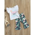 thumbnail image 3 of Toddler Girl Fly Sleeve Top + Floral Bell Bottom Outfits 2 Piece Flare Pants Set, 3 of 9