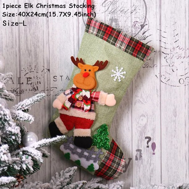 Calcetines de Navidad con estampado de muñeco de nieve, oso, alce, bolsa de regalo para dulces, chimenea, decoración de árbol de Navidad, Año Nuevo, 2022