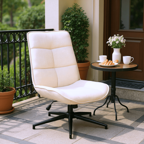 Homy Casa Recliner Chair, Adult Lounge with Adjustable Height & Sweive, Indoor & Outdoor, Beige