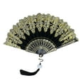 thumbnail image 2 of Folding Fans Chinese Style Handheld Fans Vintage Silk Fabric Holding Fan Foldable for Wedding Dancing Cosplay Party Wall Decoration, 2 of 6