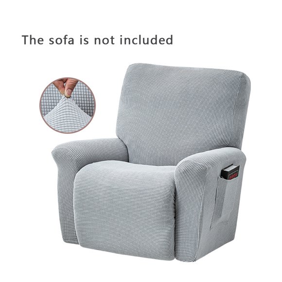 Stretch Recliner Chair Slipcover Elastic Full Coverage Solid Color Sofa Cover Replacement for LAZBOY, Silver