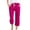 Hot Pink, variant on HAiming Cotton Linen Pants for Women Summer High Elastic Waist Drawstring Plus Size Casual Wide Leg Capris Trousers