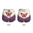 thumbnail image 3 of Balery Butterfly Over Lavender Pantalones cortos deportivos para mujer con forro y dos bolsillos, elásticos, para entrenamiento, gimnasio, yoga-Small, 3 of 7