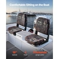 thumbnail image 2 of VEVOR Boat Seat, Low Backrest, Folding Fishing Boat Seat with Thickened Sponge Cushion & PU Polyester Fabric, Strong PP Frame, Flip Up Boat Seat for Boats, Yachts, Ships, Camouflage Color (2 Seats), 2 of 9