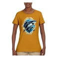thumbnail image 2 of Ocean Shark Big Mouth Womens Graphic T-Shirt, Gold, Medium, 2 of 3