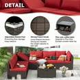 thumbnail image 6 of GYUTEI 7 Piece Patio Furniture Set with Adjustable Bracket All-Weather Wicker Conversation Set with Coffee Table for Porch Garden Backyard (Wine Red), 6 of 9