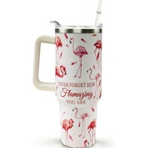 Flamingo Gifts For Women, Pink Flamingo Cup, Insulated Double Wall Stainless Steel 40 Oz Cute Flamingo Coffee Cup Tumbler with Handle, Flamingo Stuff, Inspirational Gifts