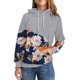 thumbnail image 1 of Sudadera con capucha de manga larga con estampado de flores Sudadera con capucha de moda para mujer con bolsillo para viajes en casa Deportes Gris L, 1 of 7