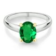 thumbnail image 2 of Gem Stone King 1.50 Ct Green Simulated Emerald 10K White and Yellow Gold Ring Ring (Size 5), 2 of 4