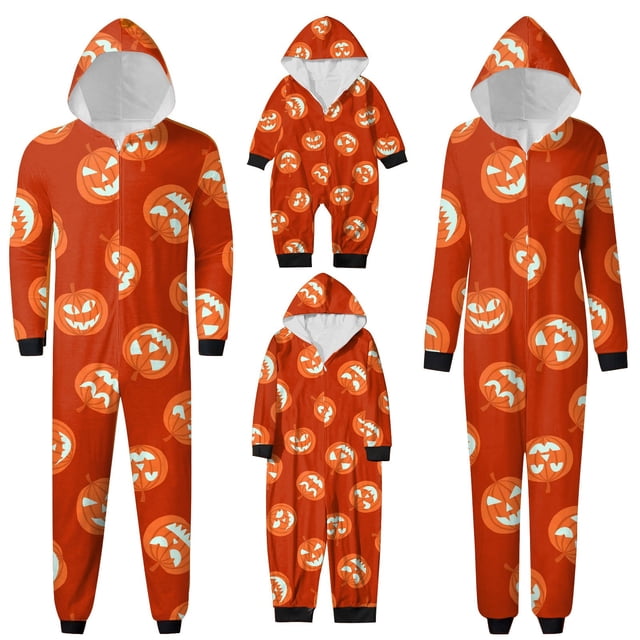 Pyjamas de Noël Citrouille pour la Famille, Tenues Assorties pour la Famille, Ajoutant une Touche Festive à la Garde-Robe d'Hiver de Votre Famille (Rouge)