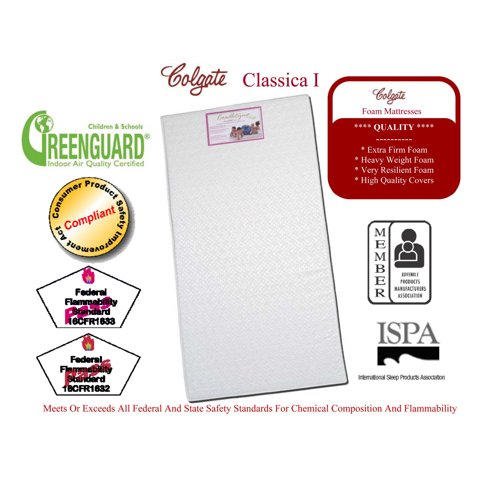 colgate classica i foam crib mattress