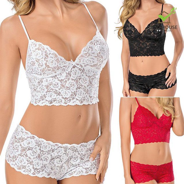 1 Juego De Mujeres Señora Tubo Superior Sujetador Panty Encaje Transpirable Elasticidad Moda Cumpleaños Gao Jiahui unisex