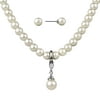 Believe by Brilliance Fine Silver Plated 8mm Pearl Necklace with Removable Enhancer Charm