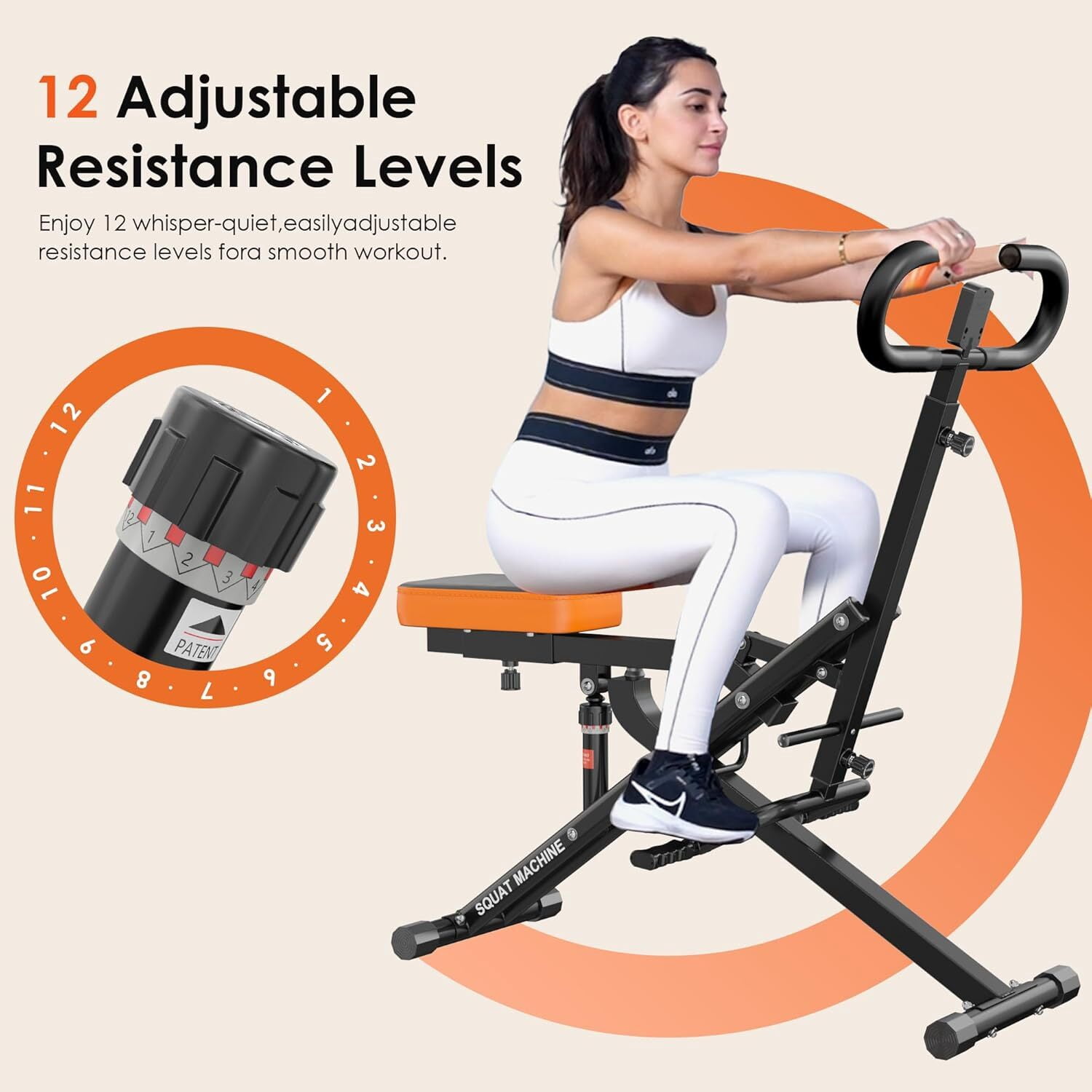 Soges Squat Machine for Home Gym, Foldable Squat Assist Trainer for Glutes Workout, Squat Rowing Machine with Adjustable Resistance and Optional Full Motion, Squat machine for Women, Black-Upgrade