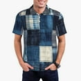 thumbnail image 1 of Balery Indigo Patchwork Quilt Camisa Polo de Hombre con Estampado, de Manga Corta y Tejido Medio, Camisa Tipo Golf Polo-Large, 1 of 6
