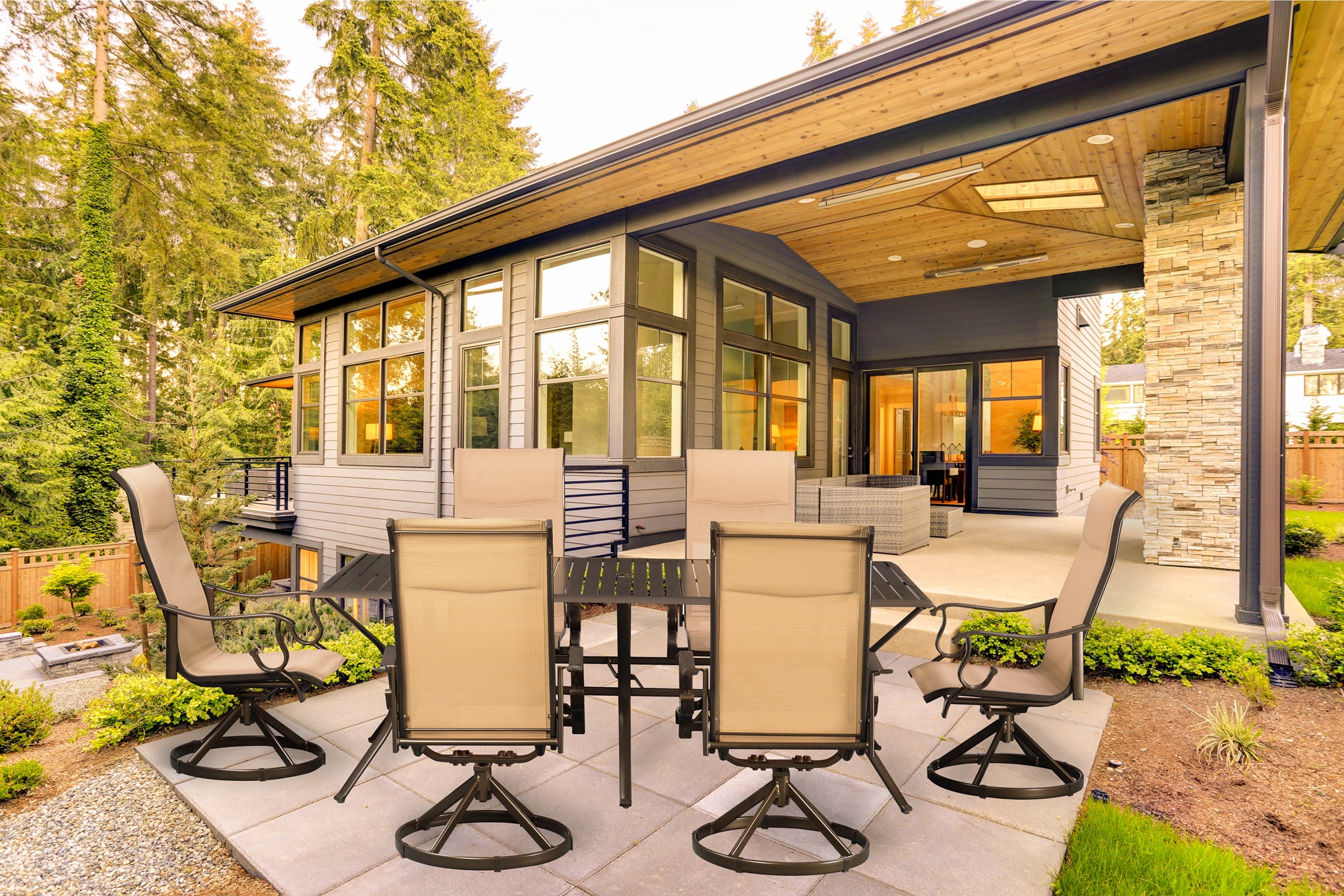 Westin 7pc Outdoor Swivel Rocking Aluminum & Sling Patio Dining Set