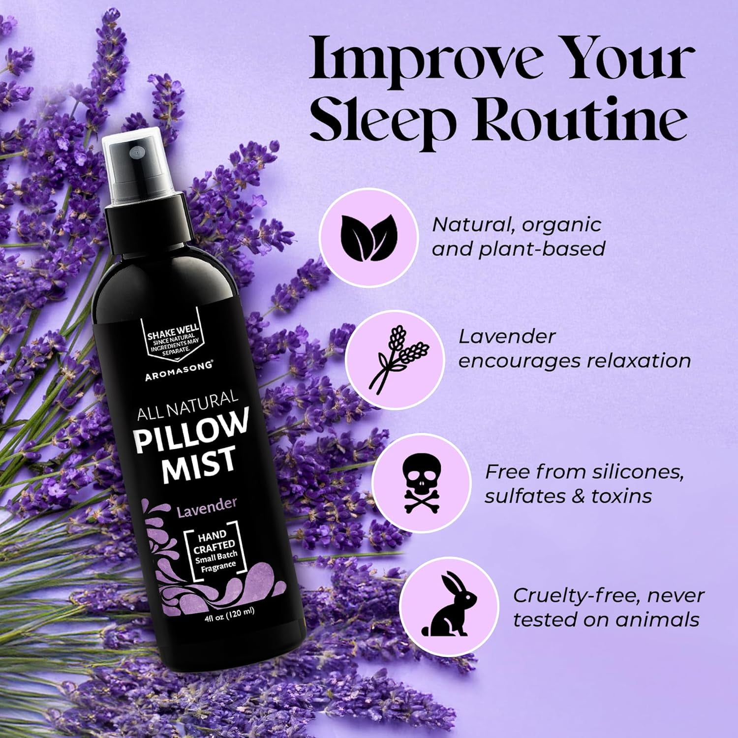 Aromasong Pillow Spray Holiday Gift Pack, All-Natural Linen & Bed Mist, Lavender, Ocean Mist & Eucalyptus, Calming Aromatherapy, 3 x 4 fl oz