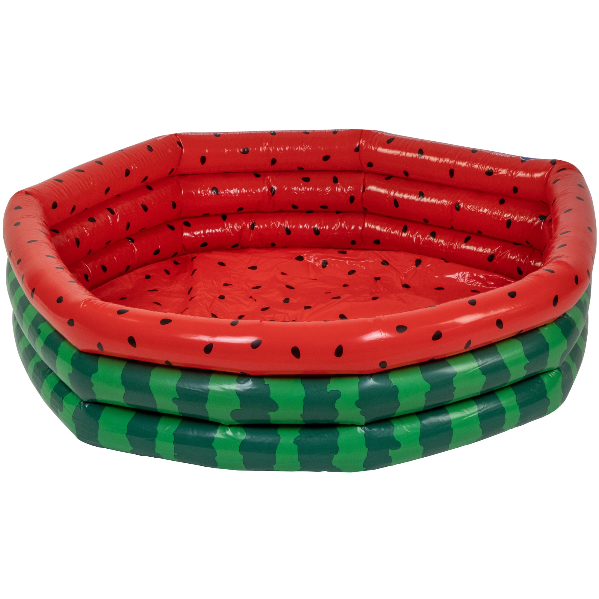Pool Central Inflatable Round 3 Ring Watermelon Kiddie Swimming Pool - 47"